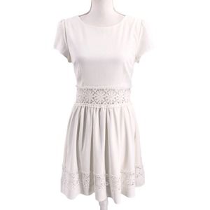 Fervour for ModCloth Womens Size Small Fit & Flare Daisy Eyelet Waistband Dress